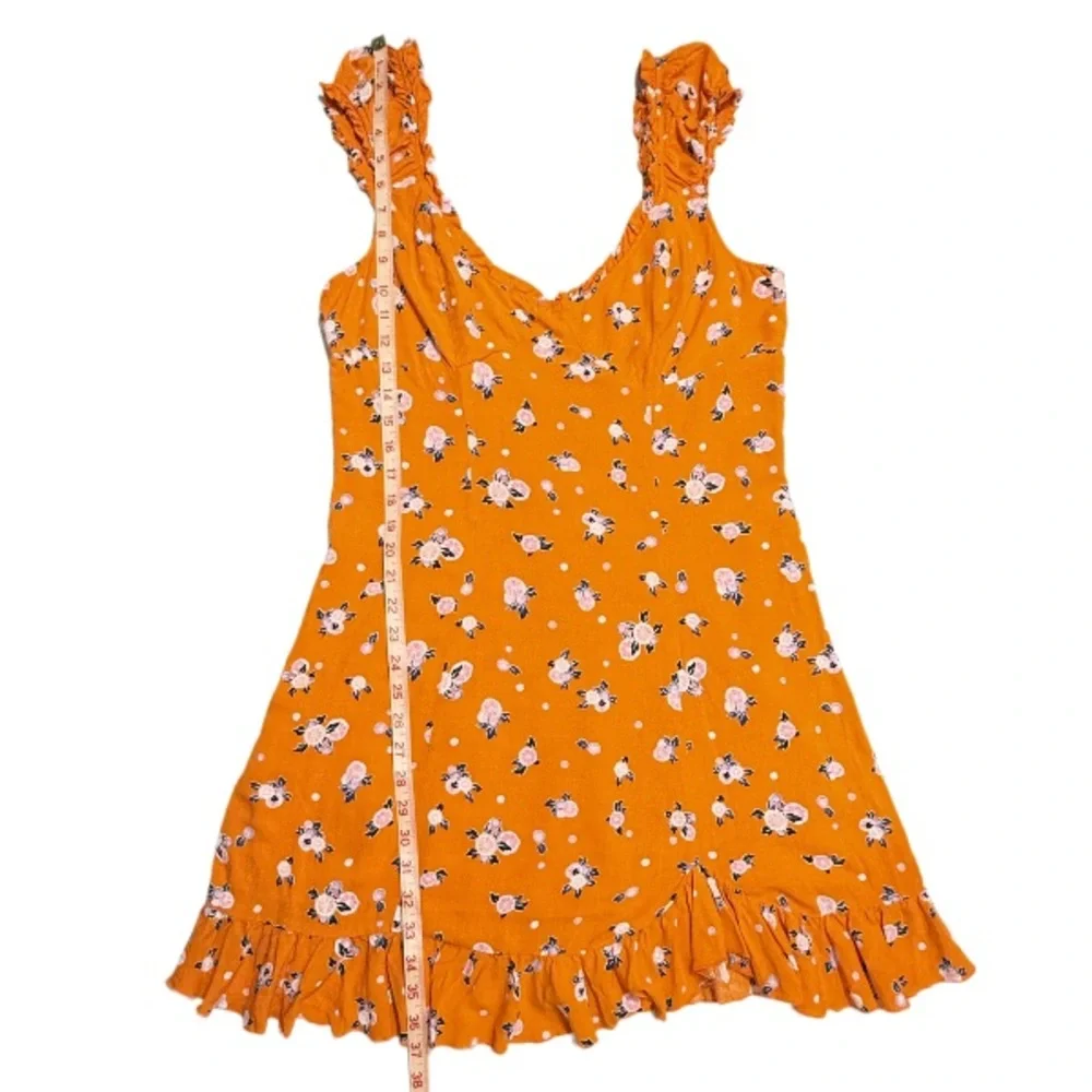 FREE PEOPLE | Like A Lady Mini Dress Orange Summer Beach Vacation Floral Boho